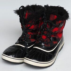 Sorel Boots Sorel Buffalo Plaid Ankle Booties 8 With Fur Trim Color: Black/Red